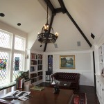 Office with Stained Glass and Built-In Storage