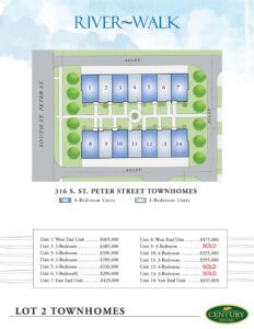 Townhome 2 Site Plan with Pricing